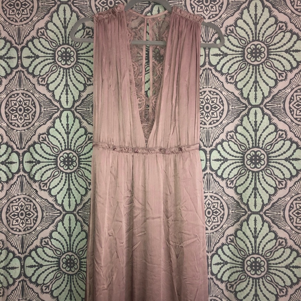 NWT H & M Long Satin Dress - Light Heather